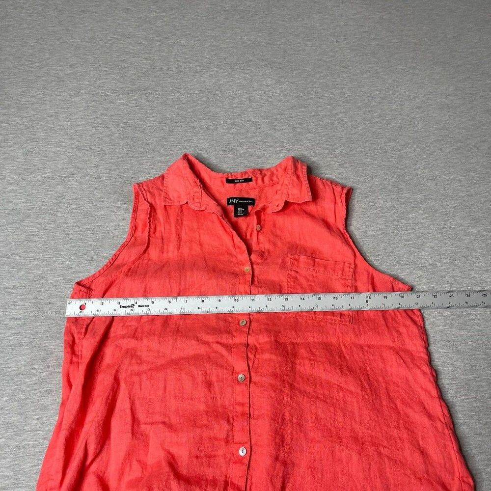 JNY Jones New York Women’s Sleeveless Button Down Linen Blouse Top - Picture 7 of 10